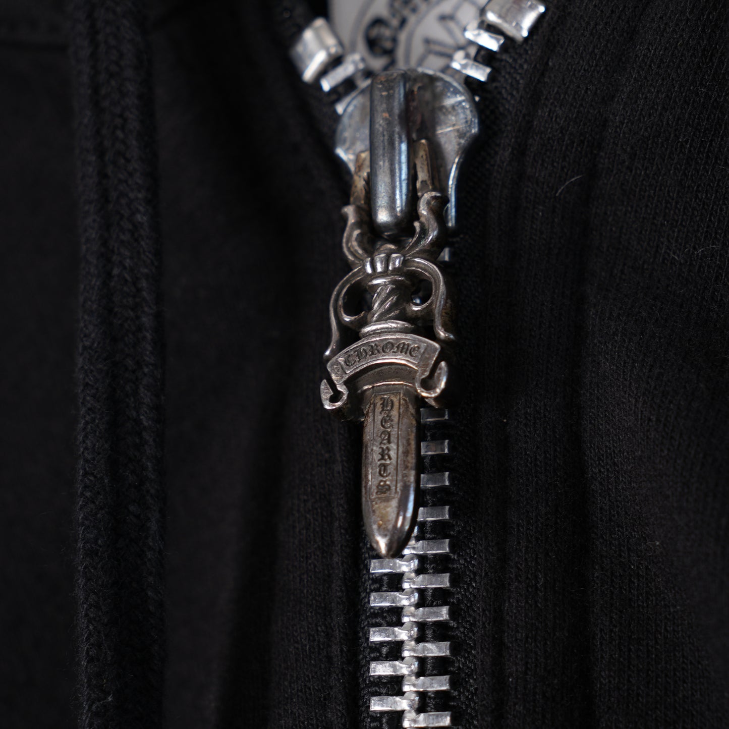CHROME HEARTS VINTAGE Leather Horse Shoe Patch Zip Up Hoodie