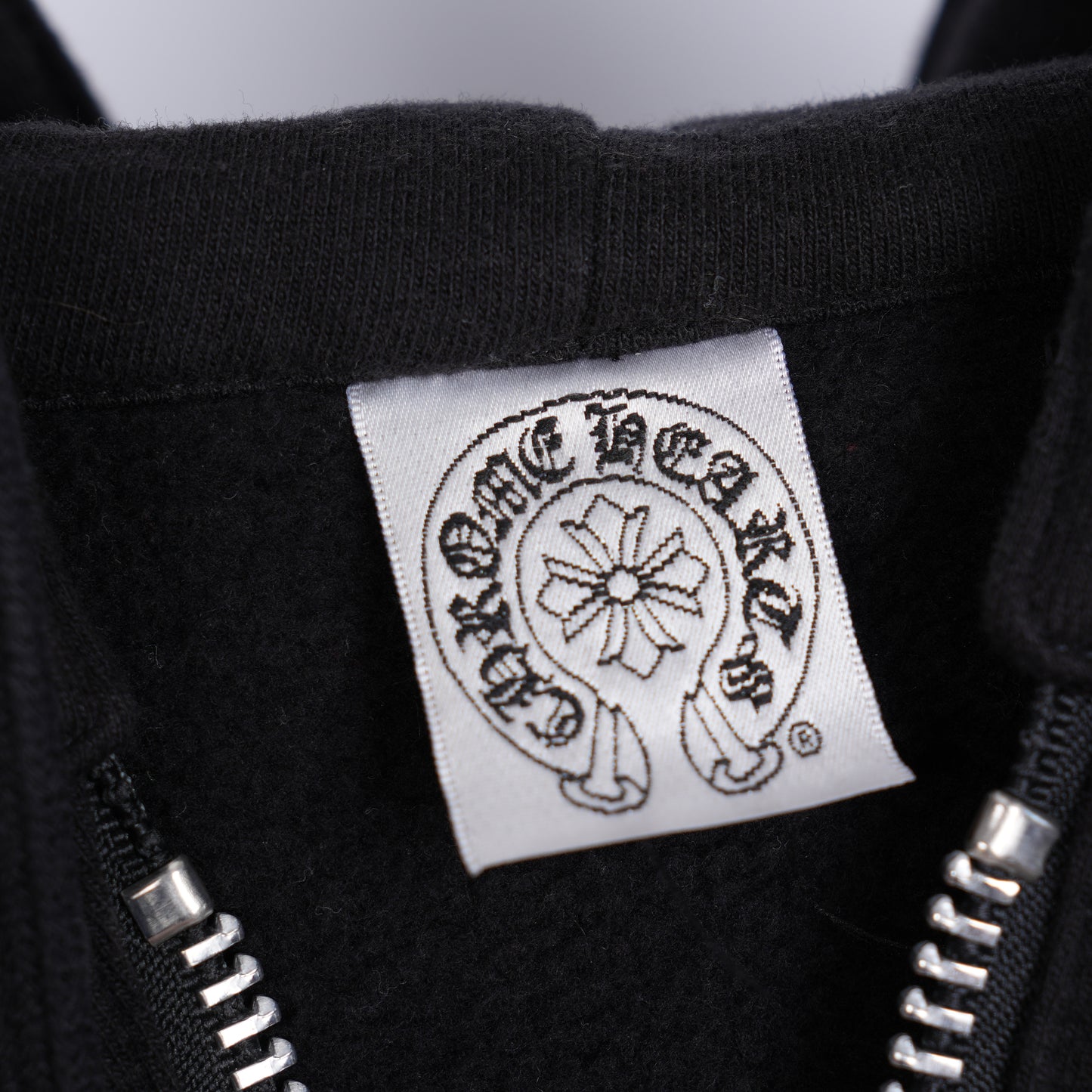 CHROME HEARTS VINTAGE Leather Horse Shoe Patch Zip Up Hoodie