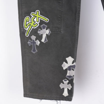 CHROME HEARTS SEX RECORDS DOUBLE KNEE CARPENTERS WHITE CAMO PATCH
