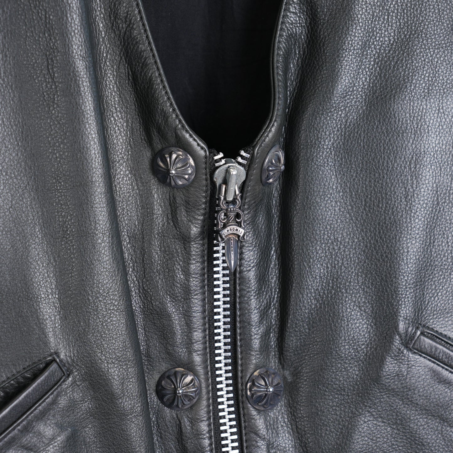 CHROME HEARTS EARLY 90S FLEUR DE LIS LEATHER VEST