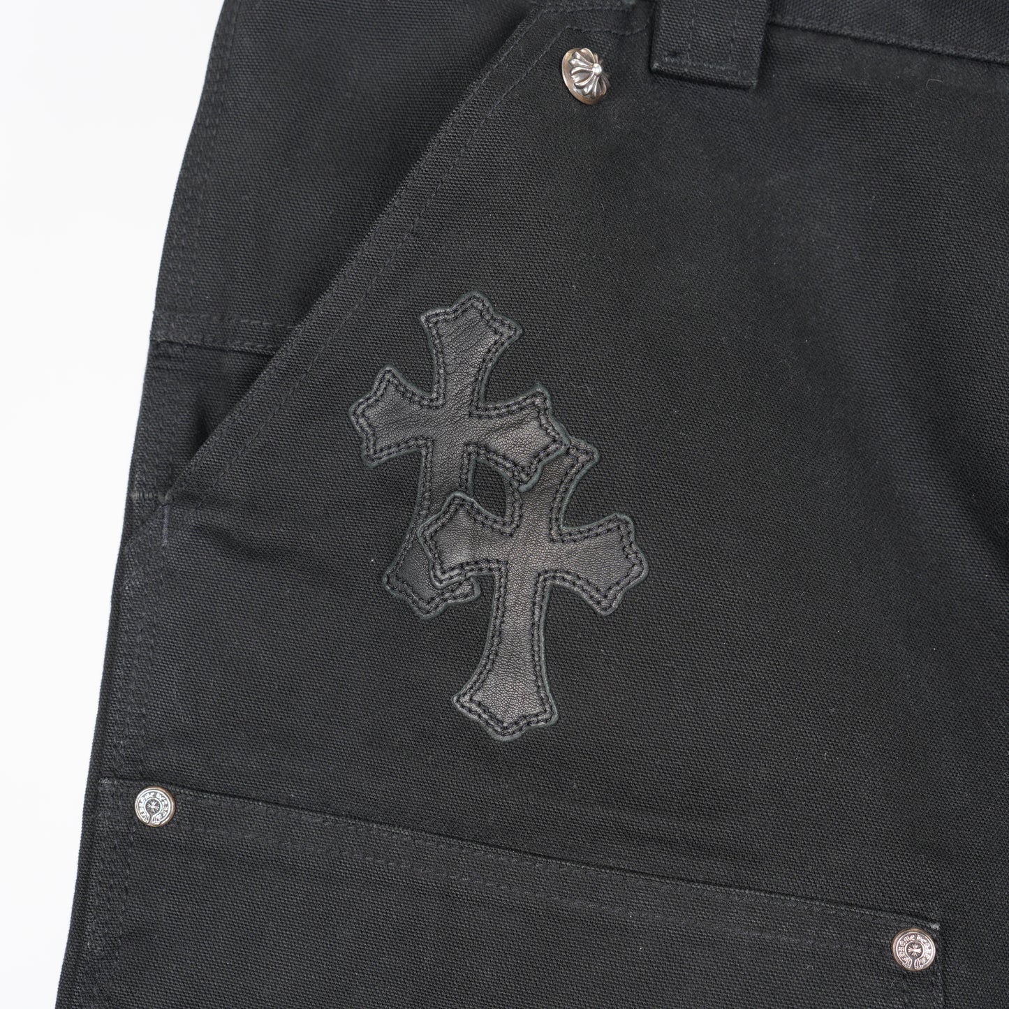 CHROME HEARTS BLACK PATCH BLACK DOUBLE KNEE CARPENTERS