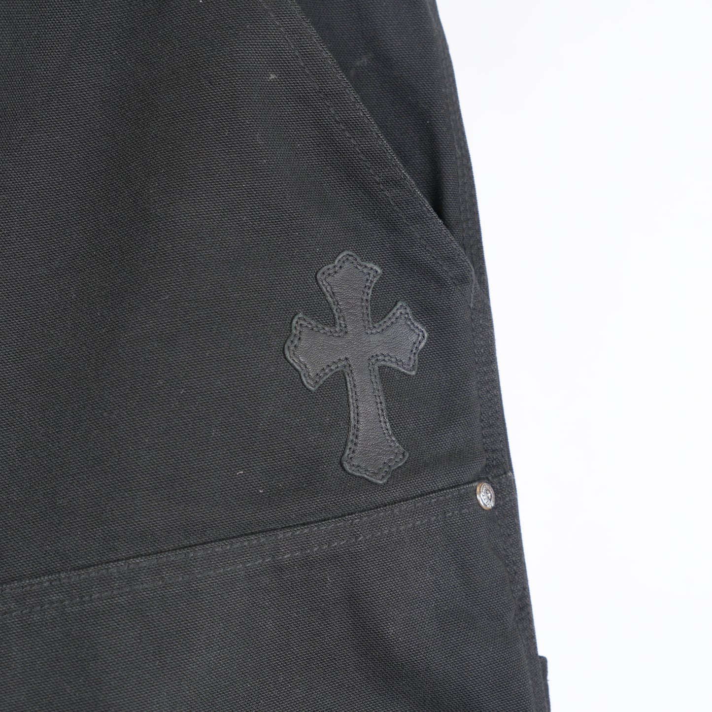 CHROME HEARTS BLACK PATCH BLACK DOUBLE KNEE CARPENTERS