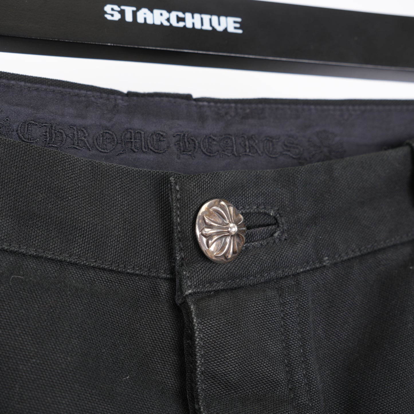 CHROME HEARTS BLACK PATCH BLACK DOUBLE KNEE CARPENTERS