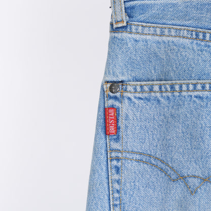 CHROME HEARTS VINTAGE CEMETERY PATCH LIGHT BLUE BIG STAR DENIM