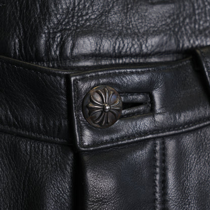 CHROME HEARTS FLEUR DE LIS LEATHER PANTS