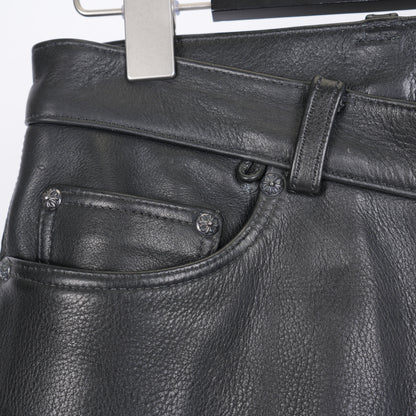 CHROME HEARTS FLEUR DE LIS LEATHER PANTS