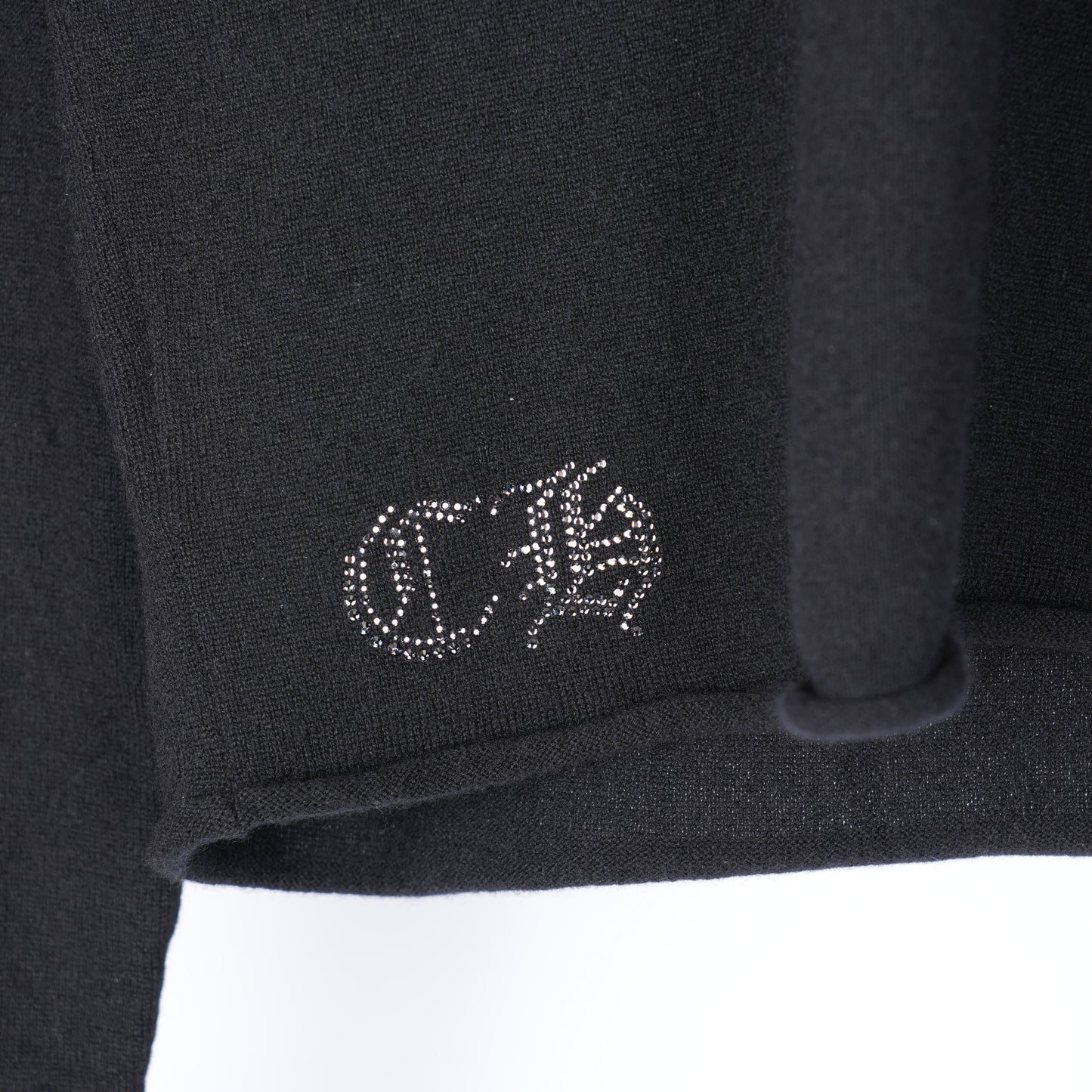 Chome Hearts Womens Rhinestone Cross Cashmere V-Neck Sweater