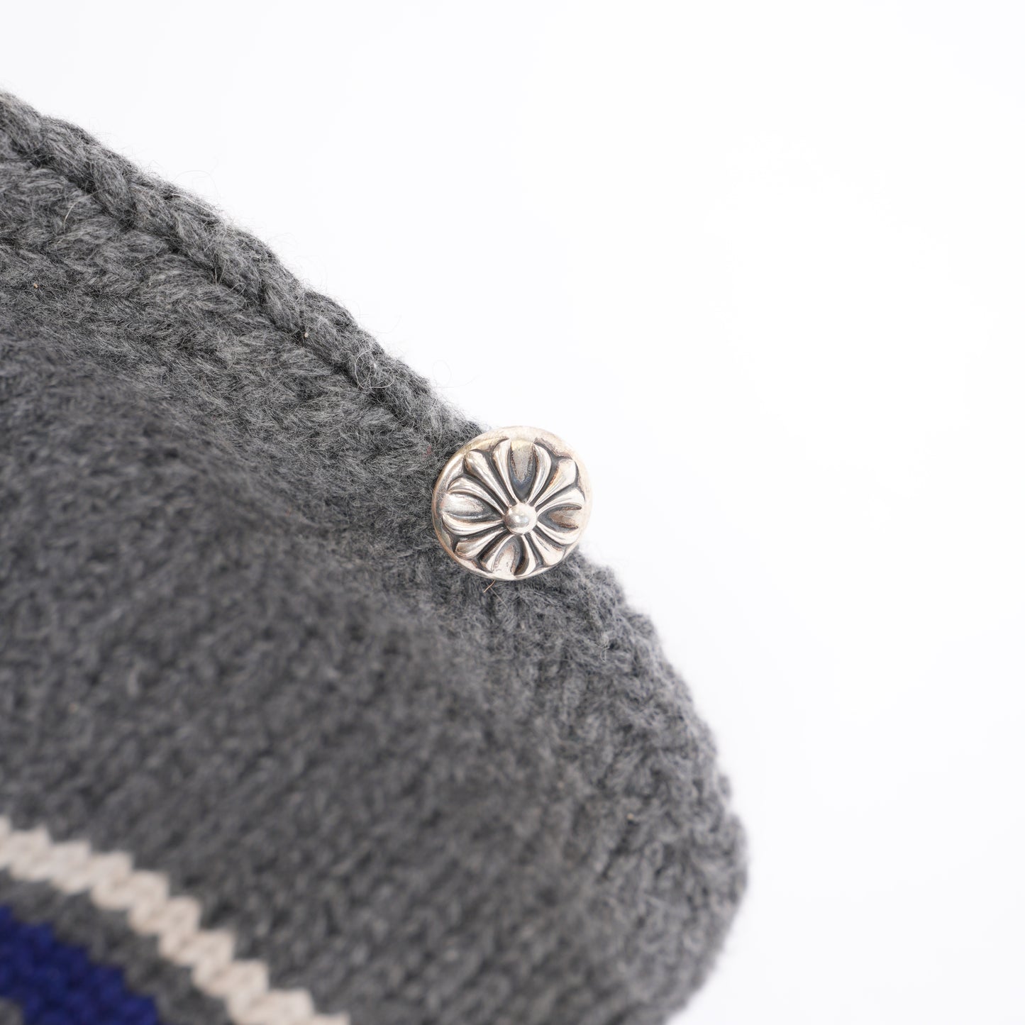 CHROME HEARTS WHITE PATCH STRIPED CASHMERE BEANIE