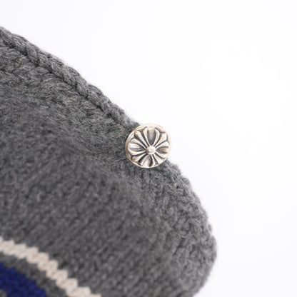 CHROME HEARTS WHITE PATCH STRIPED CASHMERE BEANIE