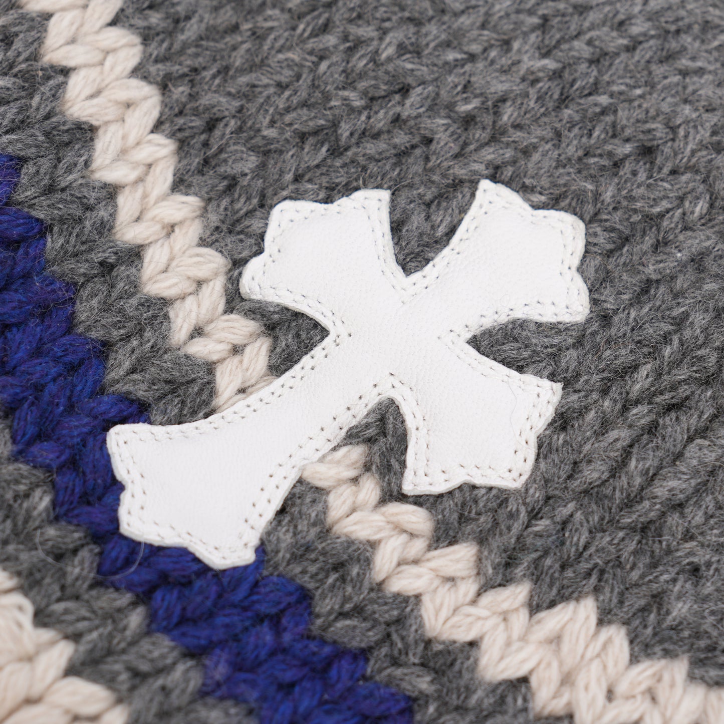 CHROME HEARTS WHITE PATCH STRIPED CASHMERE BEANIE