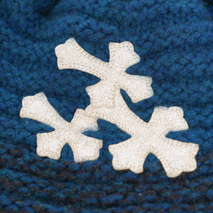 CHROME HEARTS TRIPLE CROSS BLUE CASHMERE STRIPED BEANIE
