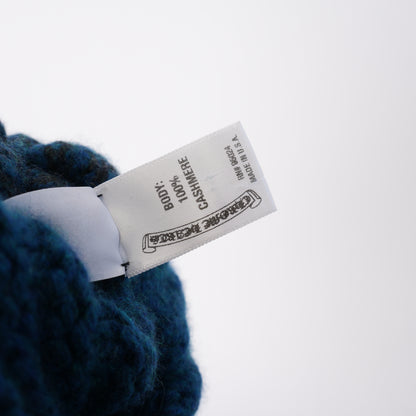 CHROME HEARTS TRIPLE CROSS BLUE CASHMERE STRIPED BEANIE