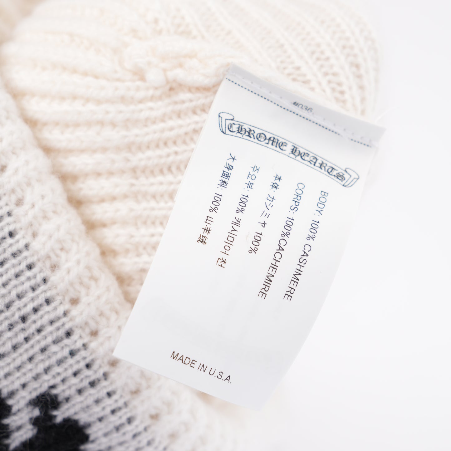 CHROME HEARTS WHITE BIG DADDY BEANIE