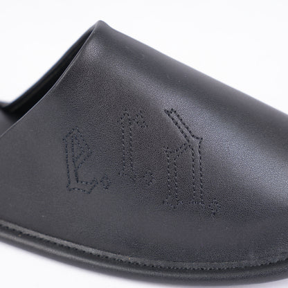 ENFANTS RICHES DÉPRIMÉS BLACK LEATHER HOTEL SLIPPERS