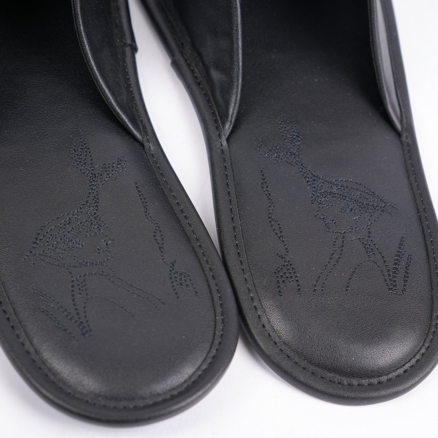 ENFANTS RICHES DÉPRIMÉS BLACK LEATHER HOTEL SLIPPERS