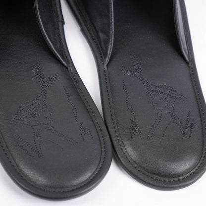 ENFANTS RICHES DÉPRIMÉS BLACK LEATHER HOTEL SLIPPERS