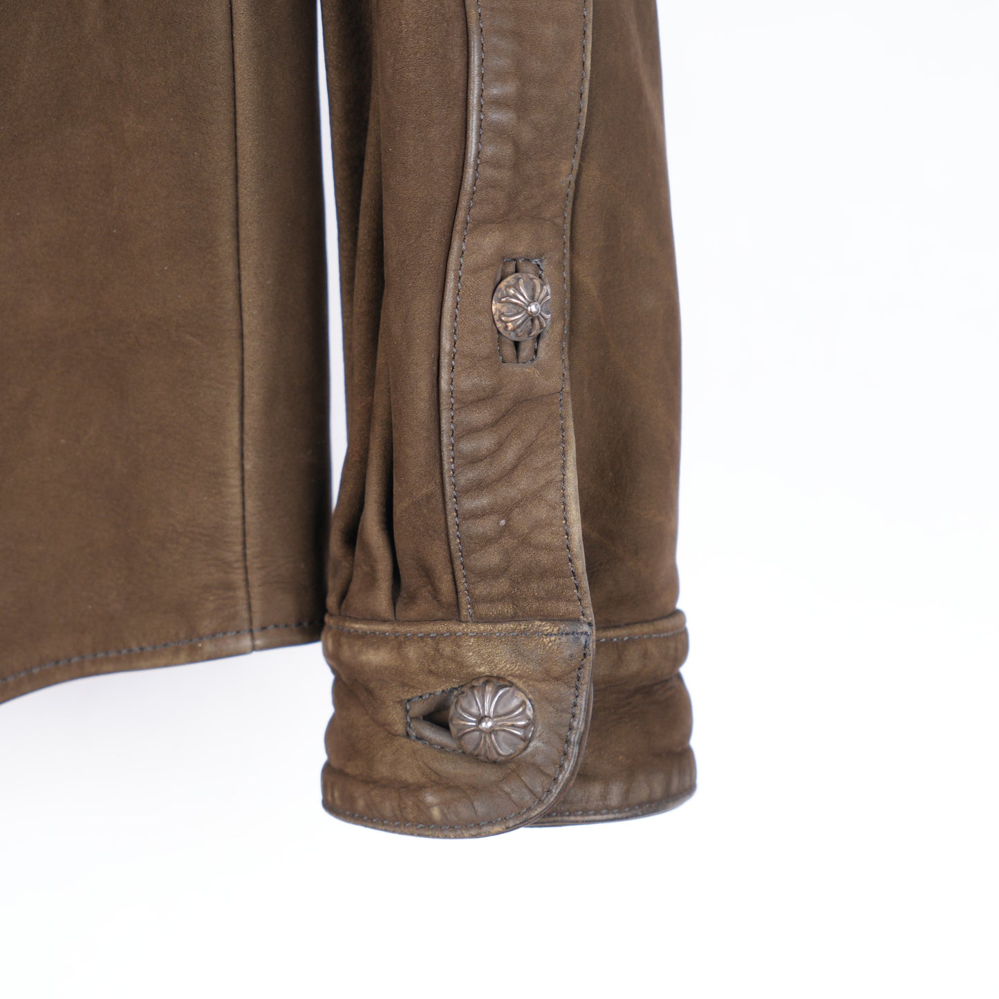 CHROME HEARTS VINTAGE SUEDE BUTTON-UP JACKET