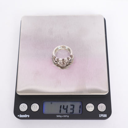 CHROME HEARTS FLORAL CROSS HEART RING