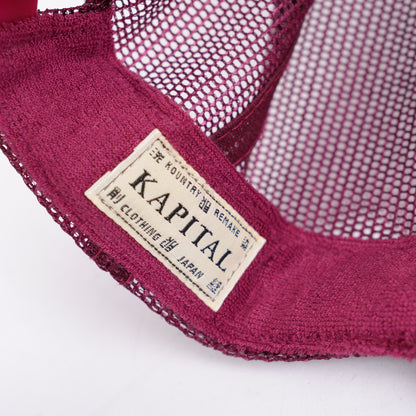 KAPITAL 'ALL I WANT IS WASHING DENIM' BURGUNDY TRUCKER HAT