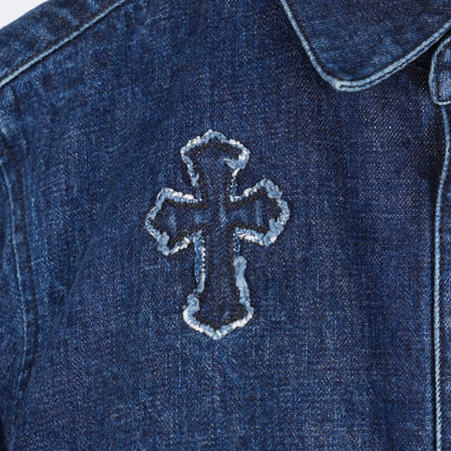 CHROME HEARTS DENIM CROSS PATCH DENIM SHIRT