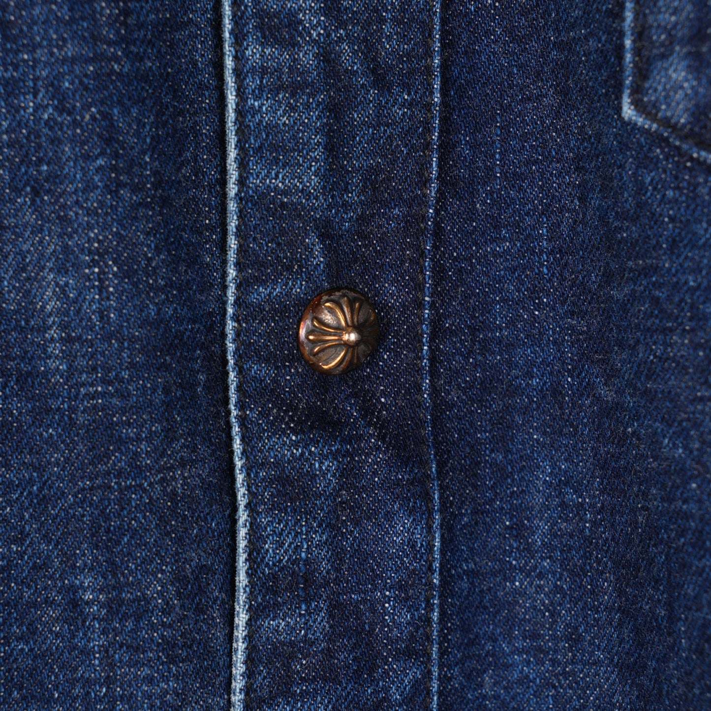 CHROME HEARTS DENIM CROSS PATCH DENIM SHIRT