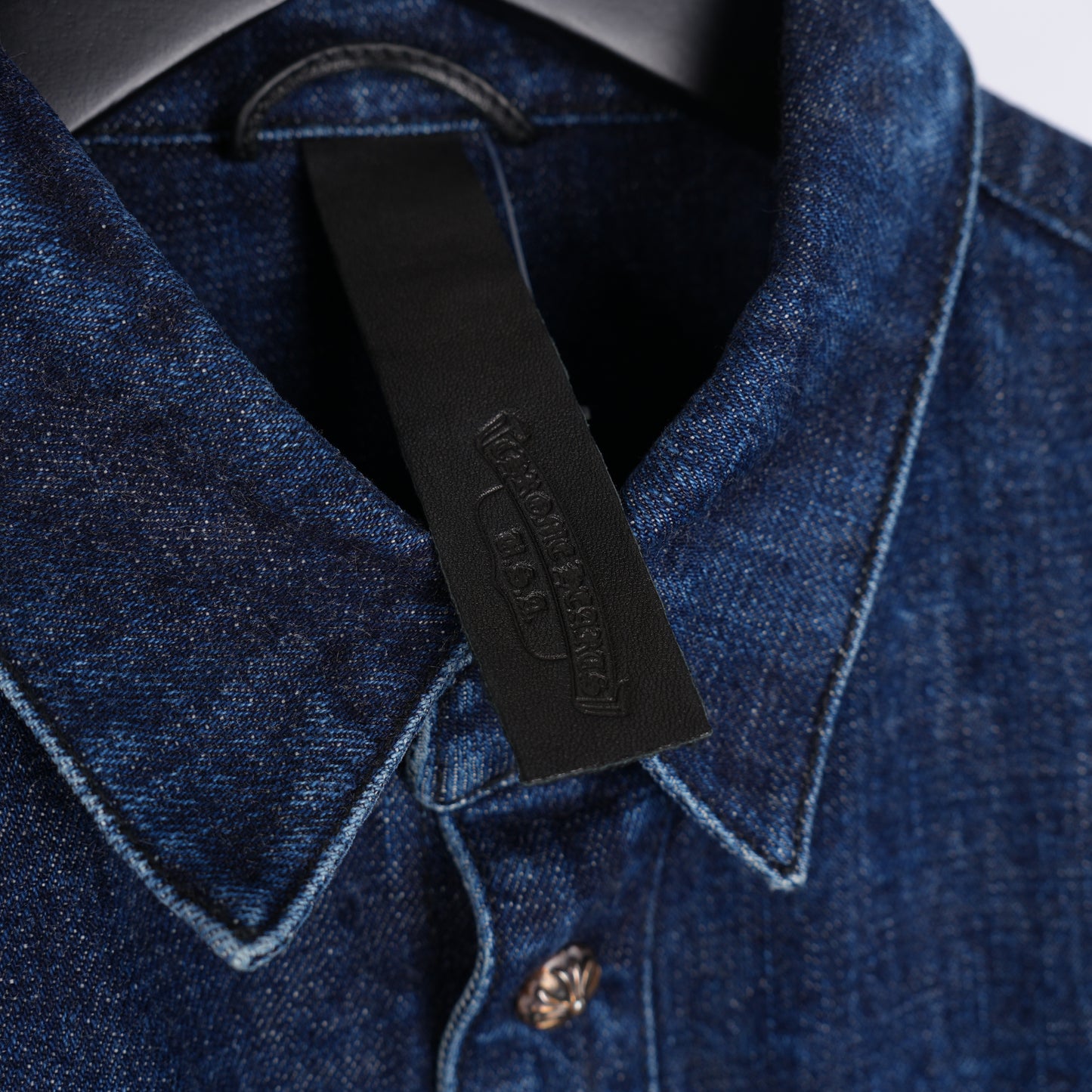 CHROME HEARTS DENIM CROSS PATCH DENIM SHIRT
