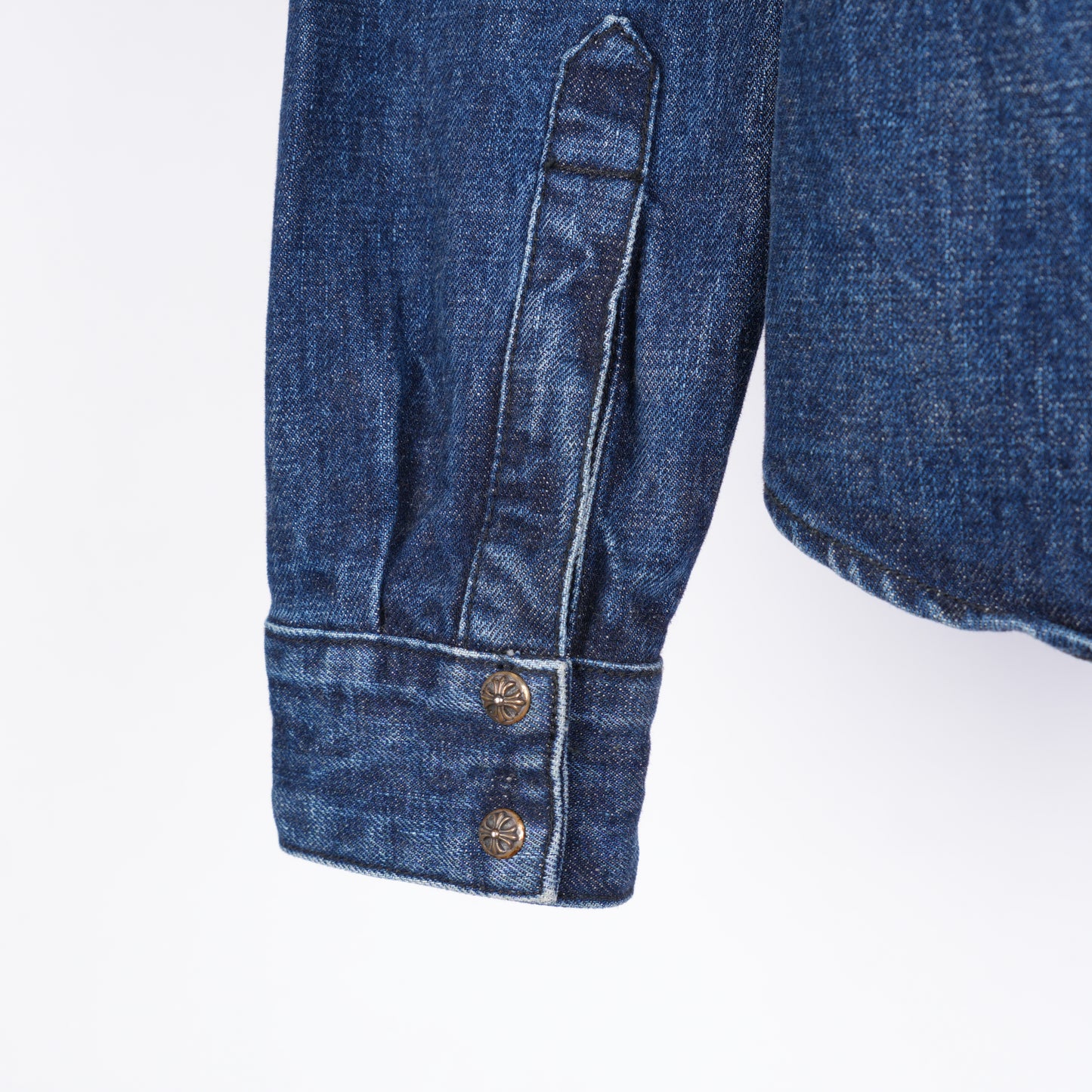 CHROME HEARTS DENIM CROSS PATCH DENIM SHIRT