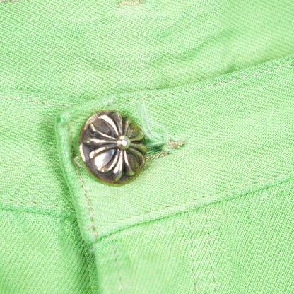 CHROME HEARTS GREEN SEX RECORDS CROSS PATCH JEANS