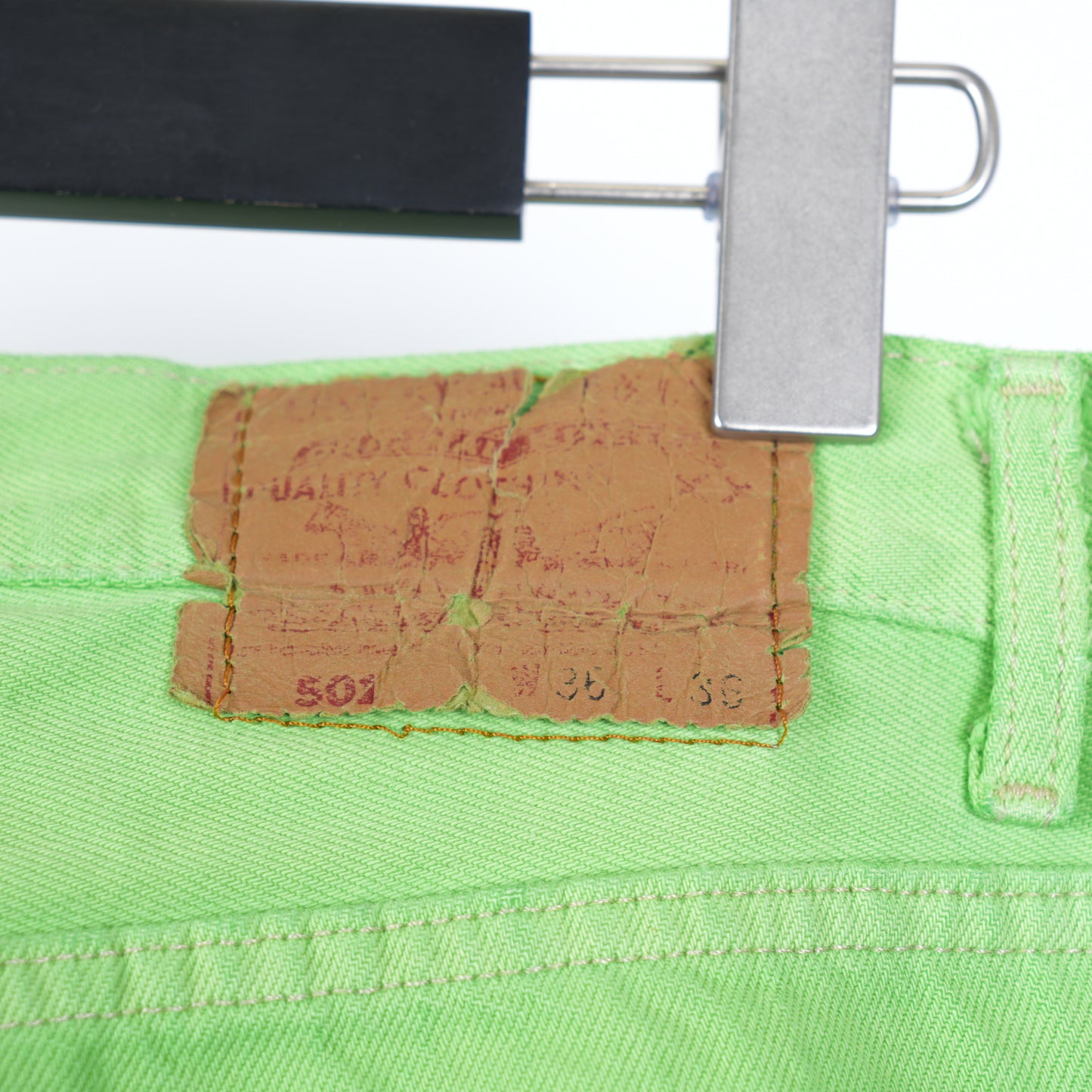 CHROME HEARTS GREEN SEX RECORDS CROSS PATCH JEANS