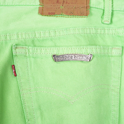 CHROME HEARTS GREEN SEX RECORDS CROSS PATCH JEANS