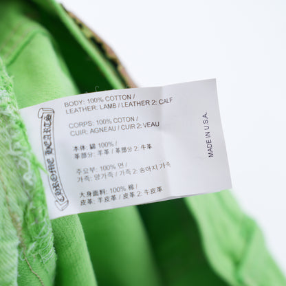 CHROME HEARTS GREEN SEX RECORDS CROSS PATCH JEANS