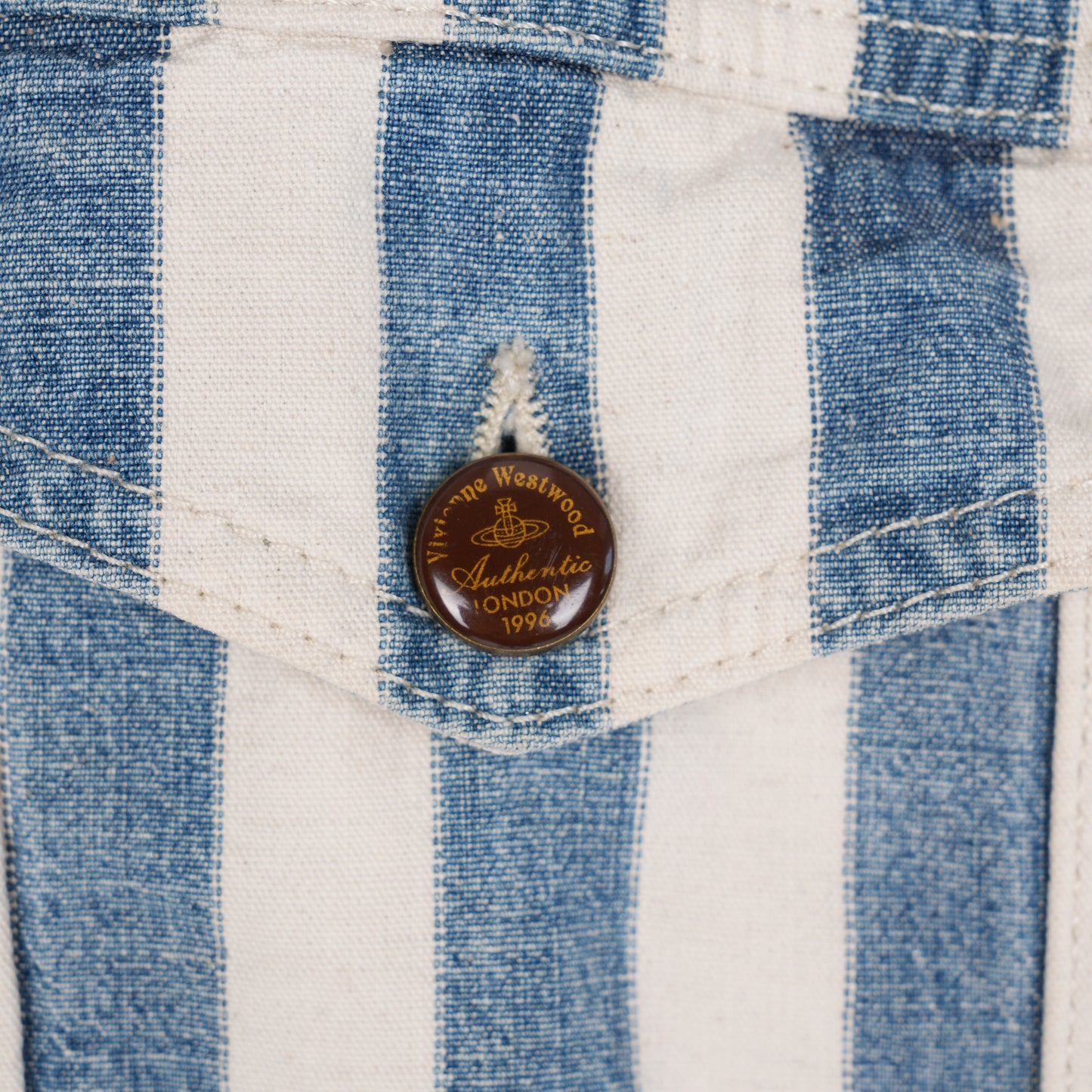 VIVIENNE WESTWOOD BLUE STRIPED SKULL PRINTED DENIM JACKET