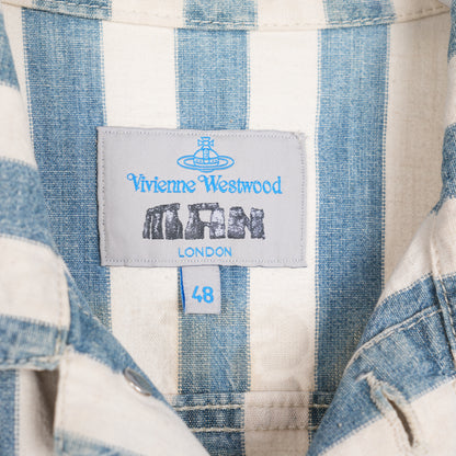 VIVIENNE WESTWOOD BLUE STRIPED SKULL PRINTED DENIM JACKET