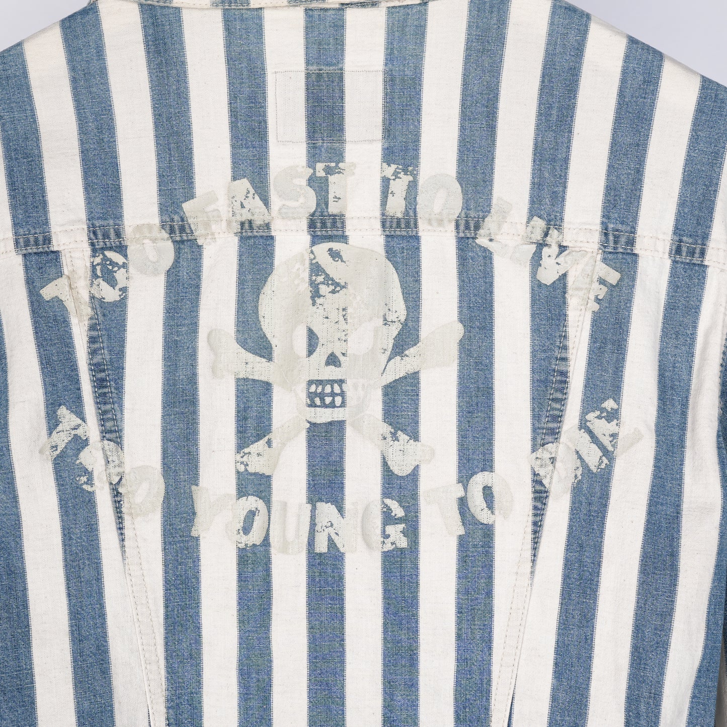 VIVIENNE WESTWOOD BLUE STRIPED SKULL PRINTED DENIM JACKET