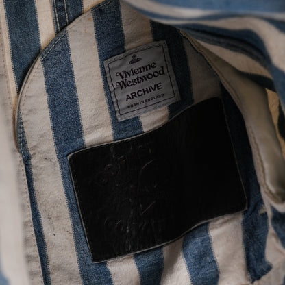 VIVIENNE WESTWOOD BLUE STRIPED SKULL PRINTED DENIM JACKET