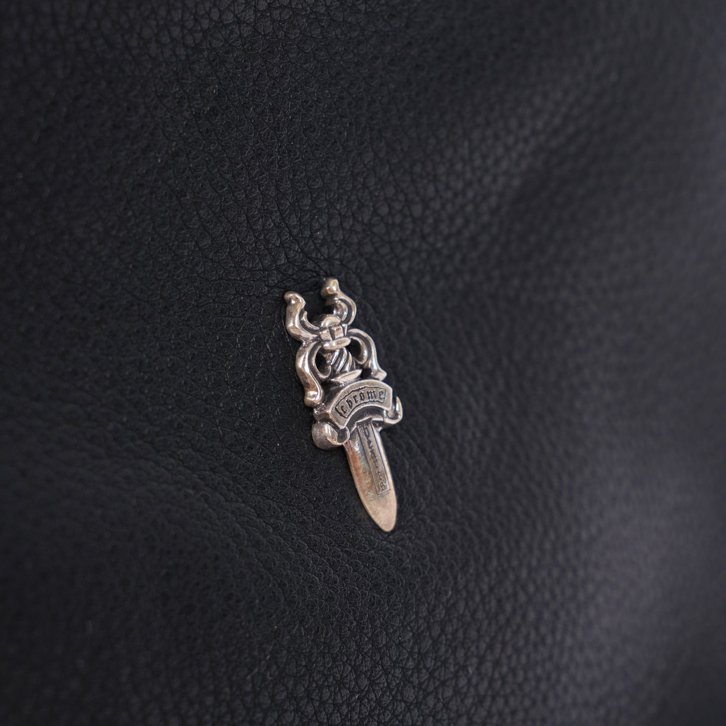 CHROME HEARTS BLACK LEATHER VIV DAGGER SHOULDER BAG
