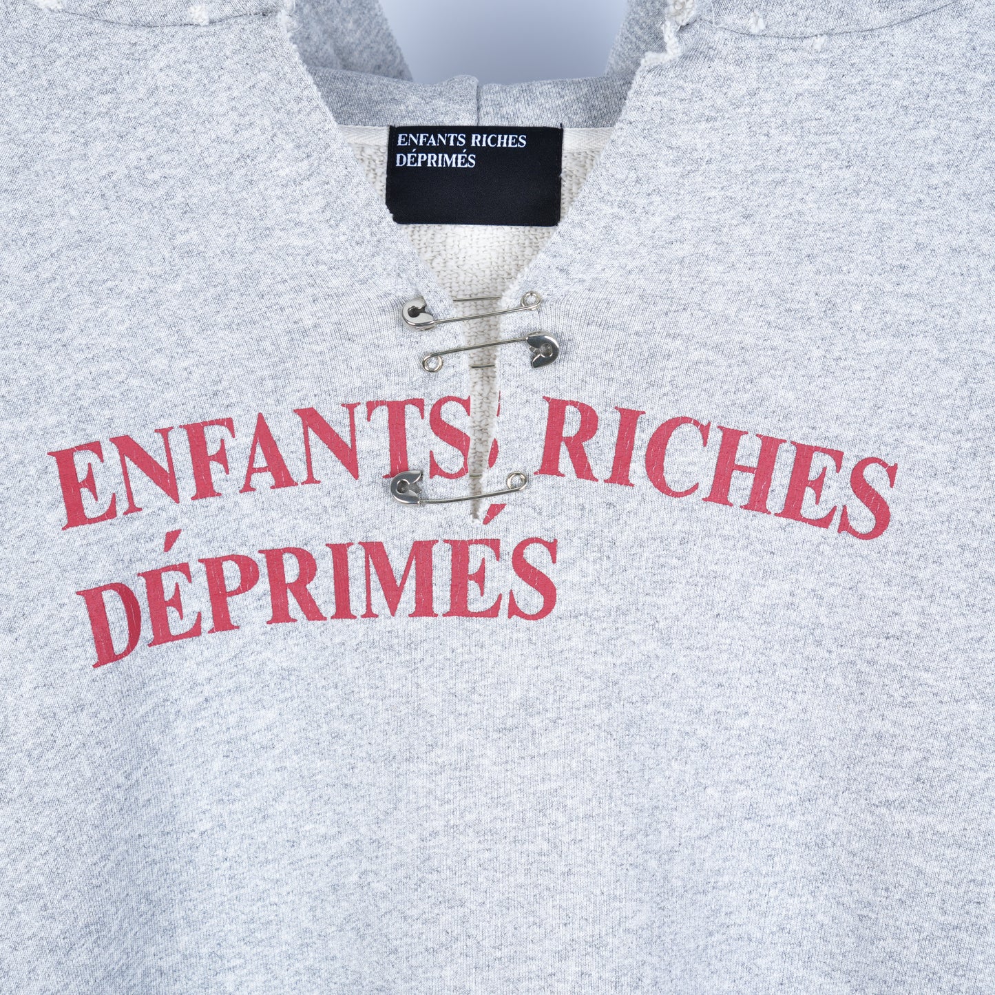 ERD GREY LOGO SAFETY PIN HOODIE