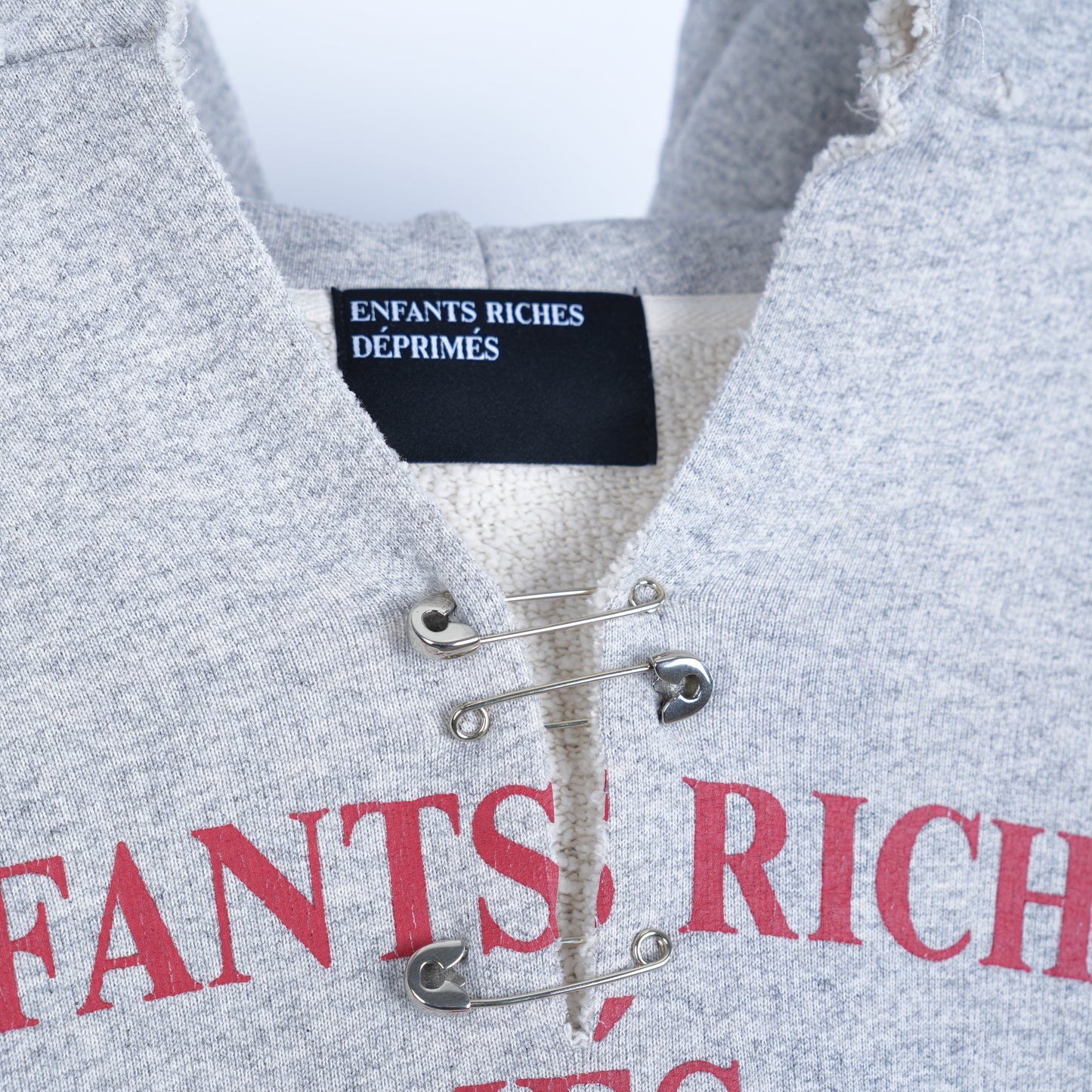 ERD GREY LOGO SAFETY PIN HOODIE