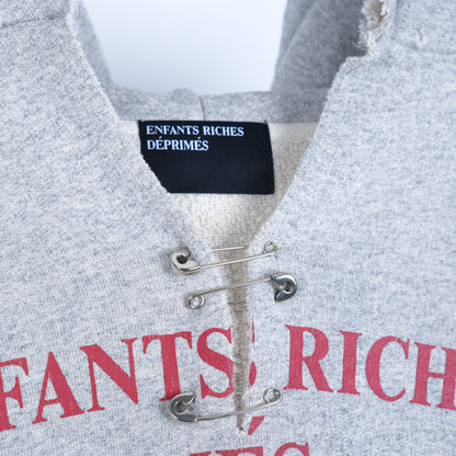 ERD GREY LOGO SAFETY PIN HOODIE