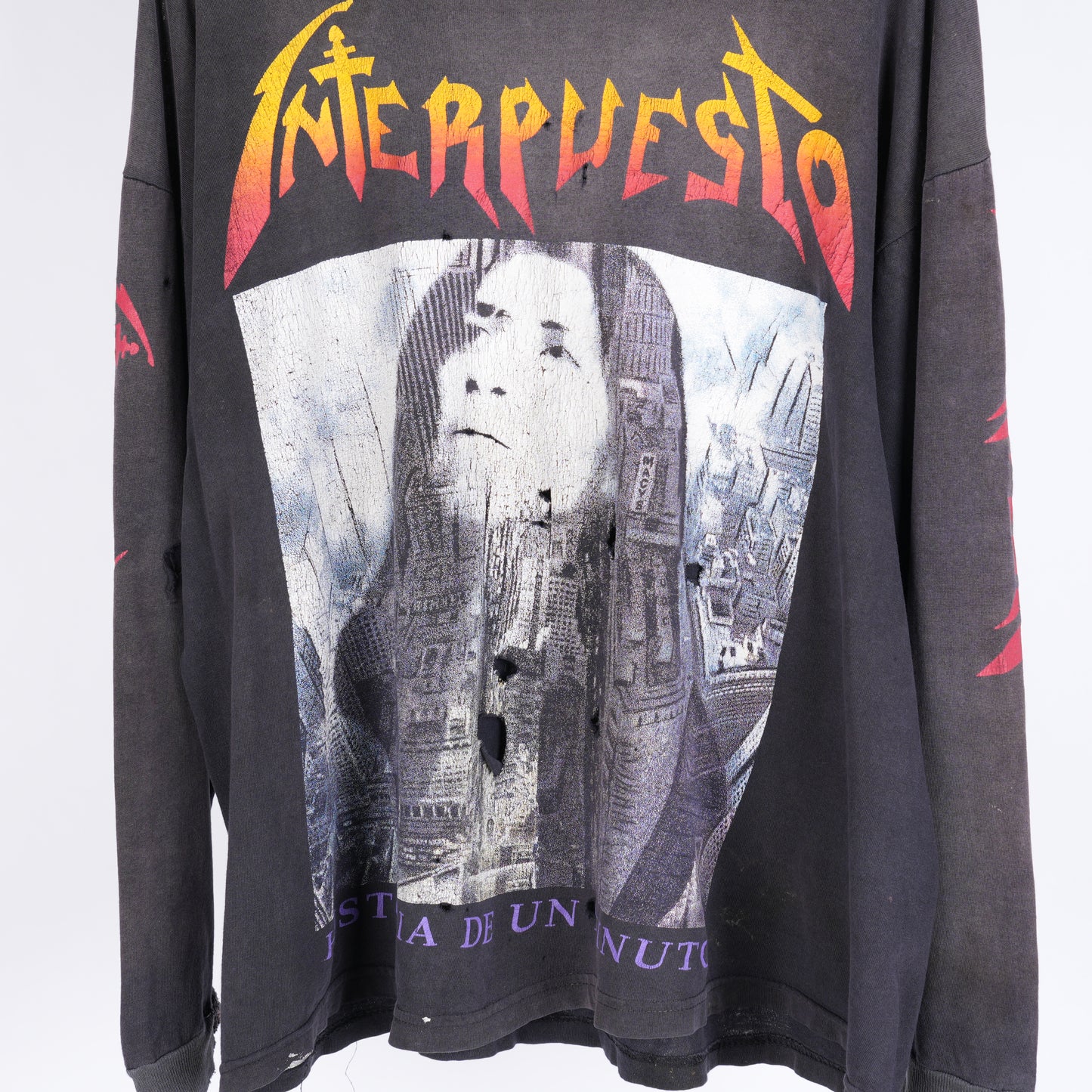 Vintage Interpuesto HISTORIA DE UN MINUTO LONG SLEEVE BAND T-SHIRT