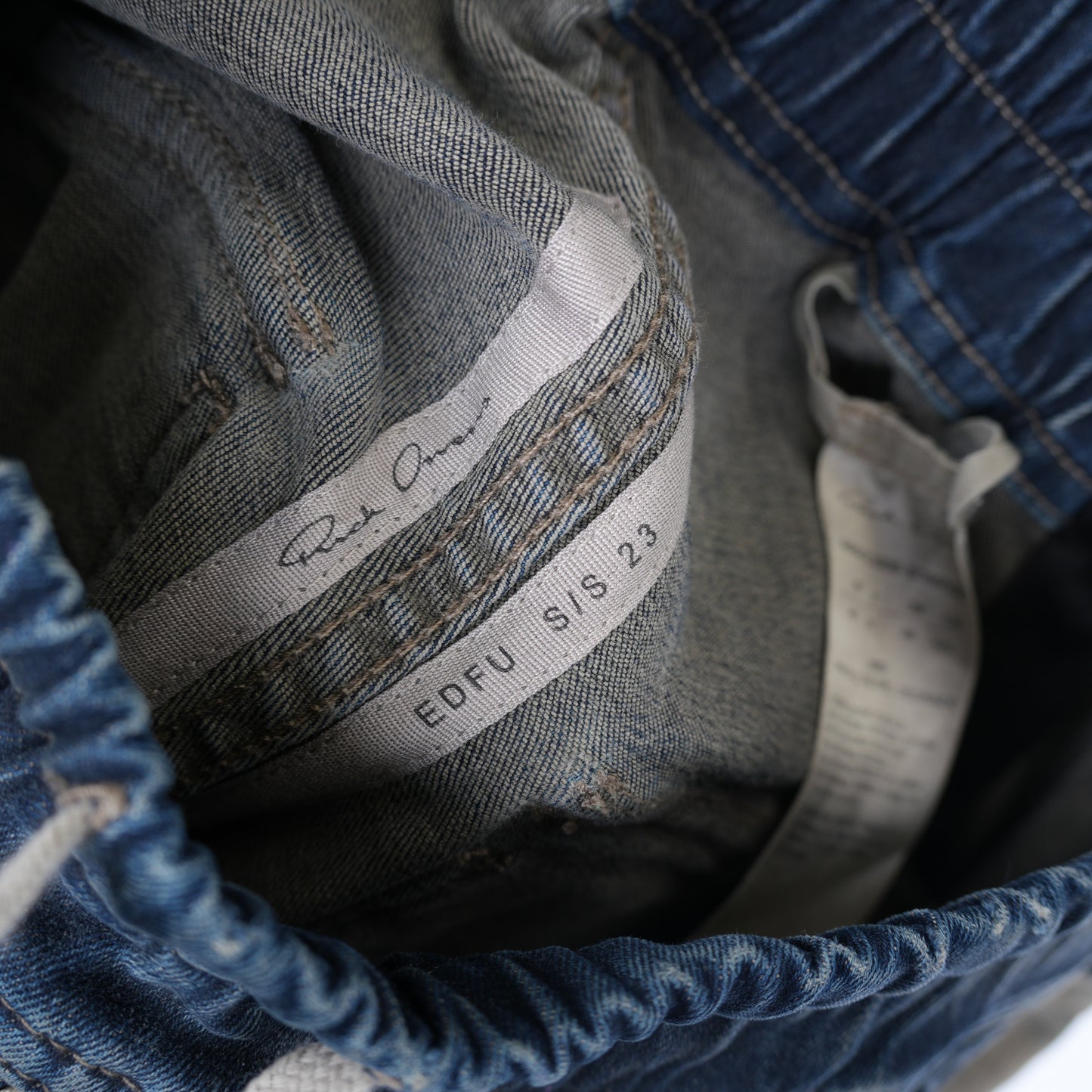 RICK OWENS BLUE WASHED DENIM CARGO BELA EDFU SS23