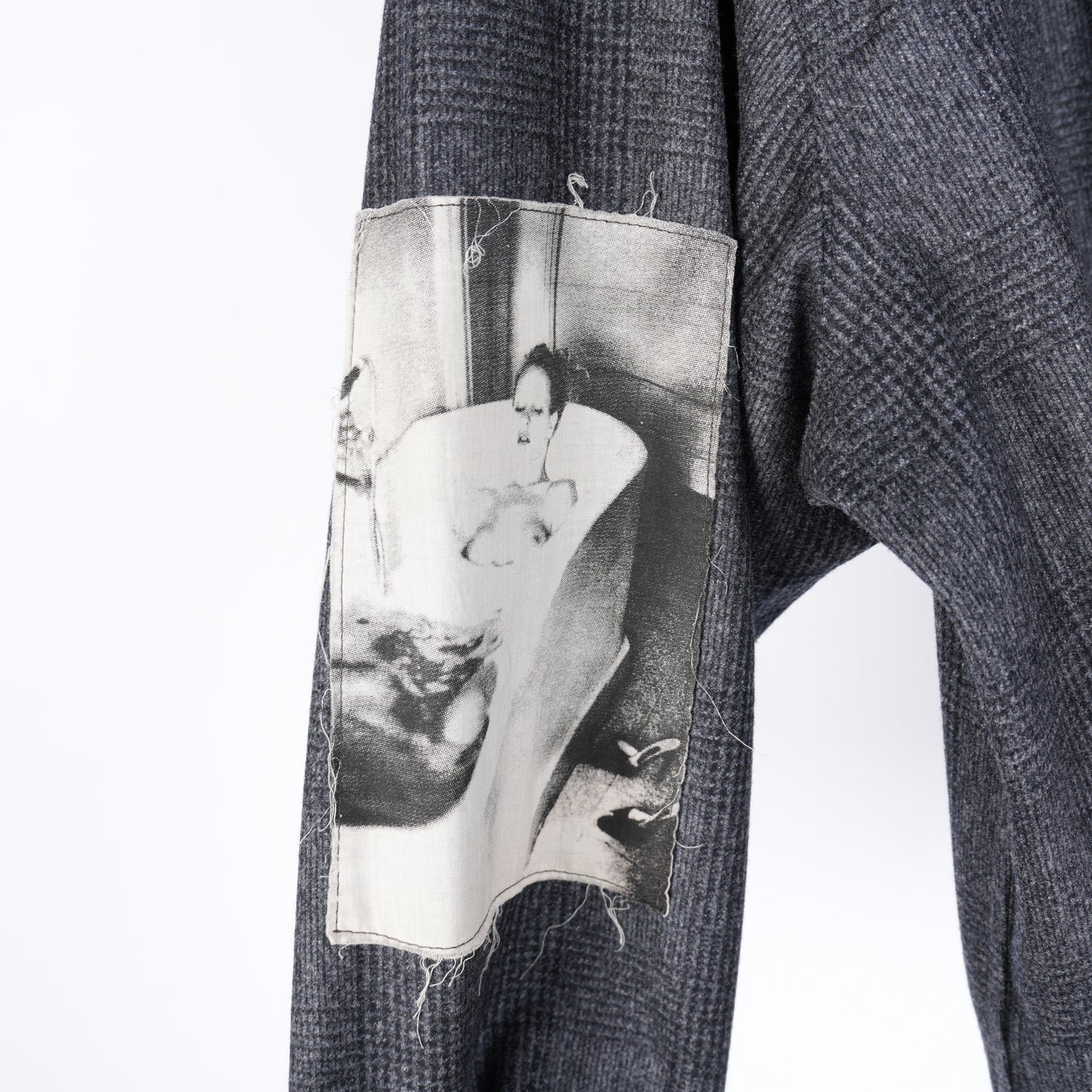 Enfants Riches Déprimés - Printed Patchwork Checked Virgin Wool-Flannel Shirt - Gray