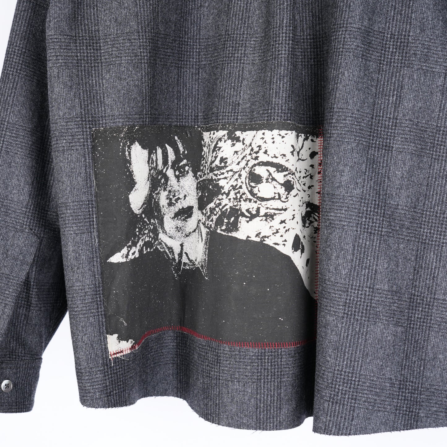 Enfants Riches Déprimés - Printed Patchwork Checked Virgin Wool-Flannel Shirt - Gray