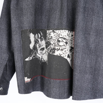 Enfants Riches Déprimés - Printed Patchwork Checked Virgin Wool-Flannel Shirt - Gray