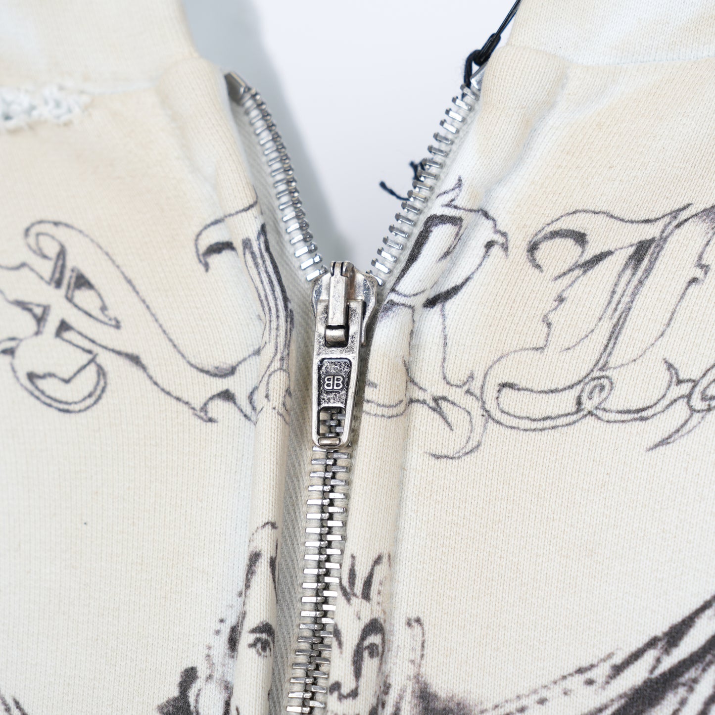 BALENCIAGA WHITE TATTOO ZIP UP HOODIE