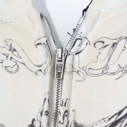 BALENCIAGA WHITE TATTOO ZIP UP HOODIE