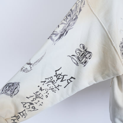 BALENCIAGA WHITE TATTOO ZIP UP HOODIE