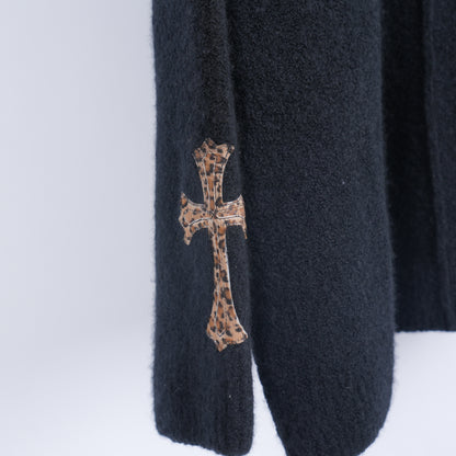 CHROME HEARTS CASHMERE SWEATER WITH LEAPOARD CROSS PATCH