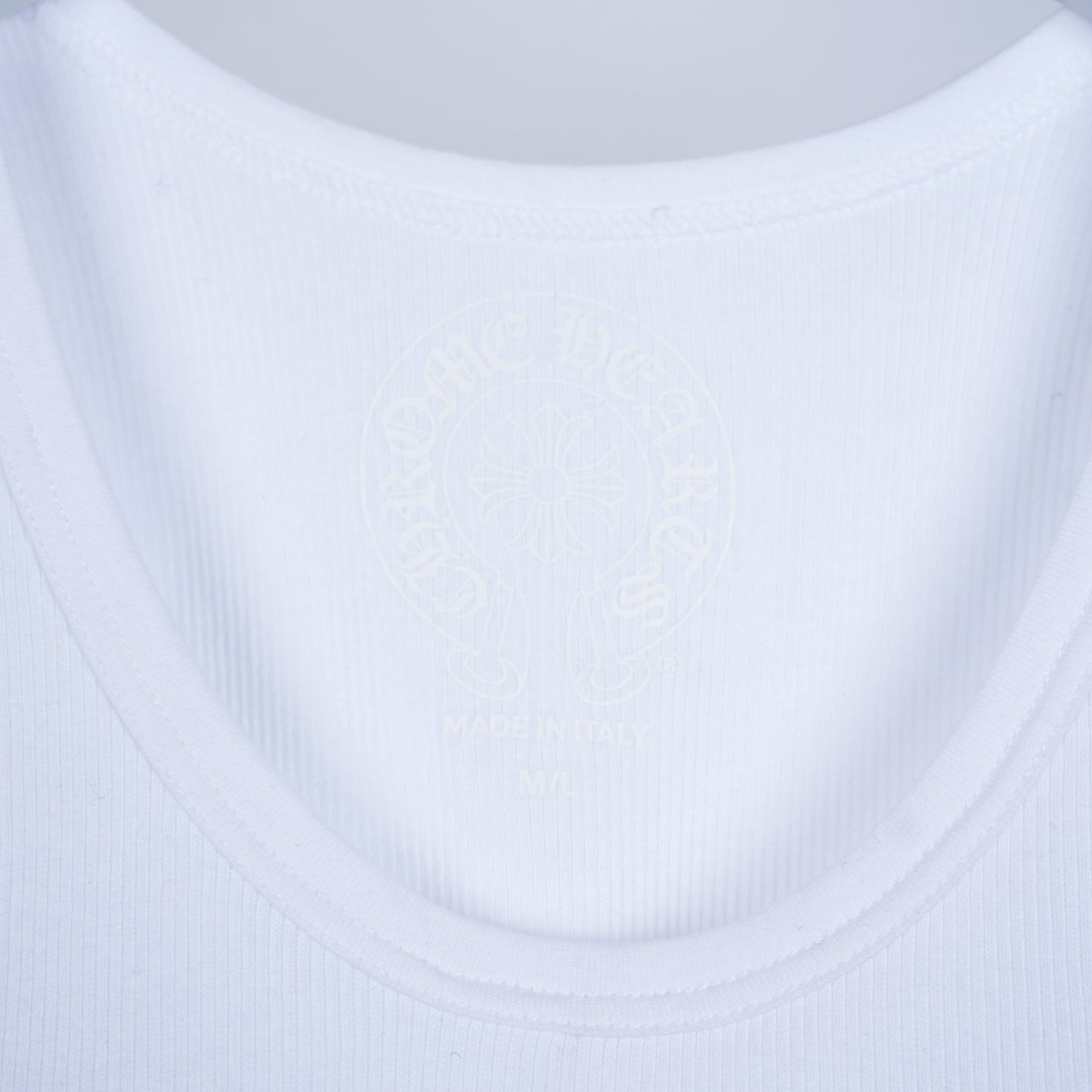 CHROME HEARTS WHITE SEQUIN PATCH TANK TOP ART BASEL