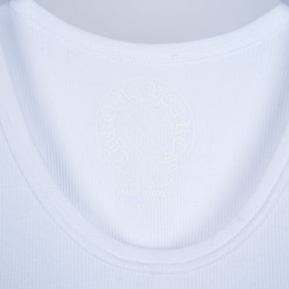 CHROME HEARTS WHITE SEQUIN PATCH TANK TOP ART BASEL